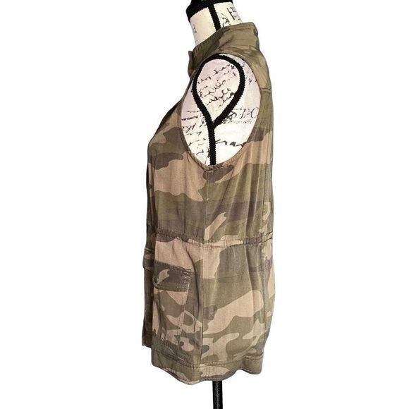 Camo Utility Vest Sleeveless Jacket Military Army Drawstring Waist - Picture 4 of 6